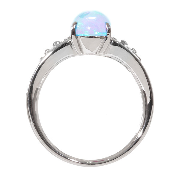 【京セラ】クレサンベール〈ウォーターオパール〉リング【プラチナ/メレダイヤ12石/カボションカット/10月誕生石/BRGW7495】