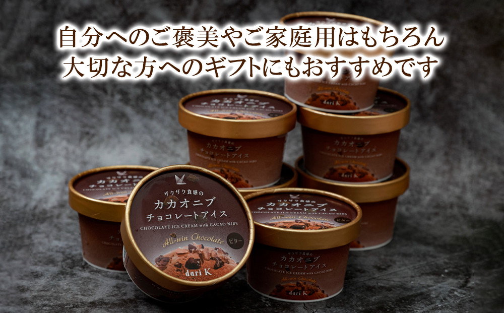 【dari K（ダリケー）】ザクザク食感のカカオニブチョコレートアイス(8個セット)［ 京都 チョコレート カカオを通して世界を変える 濃厚 チョコ アイス 人気 おすすめ お菓子 洋菓子 スイーツ ギフト プレゼント お取り寄せ 通販 送料無料 ふるさと納税 ］