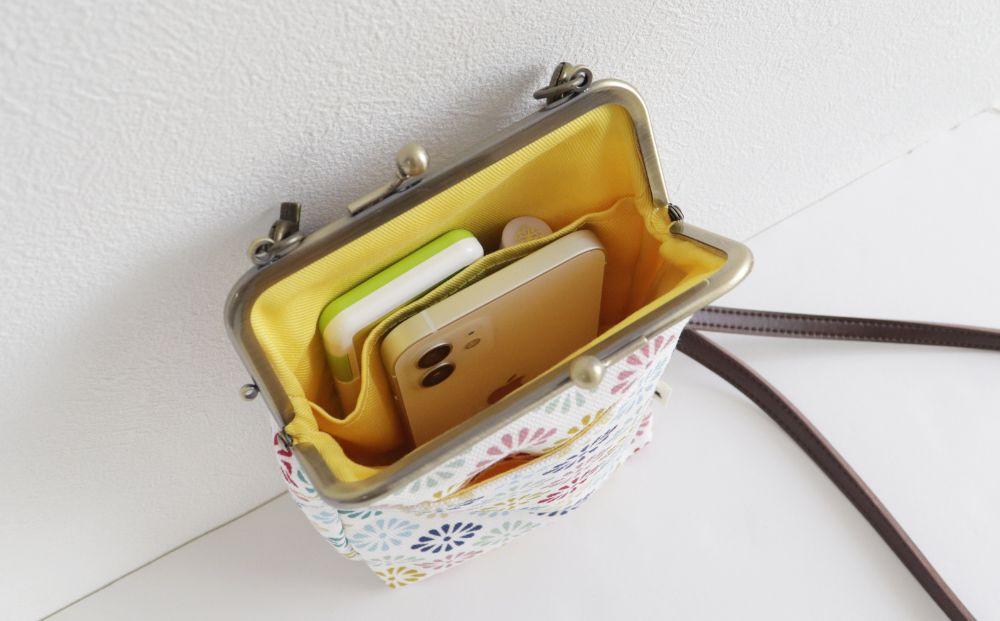 【AYANOKOJI】がま口お散歩ポシェット(京都菊菱 白)