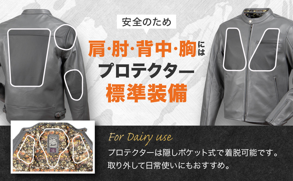 【デグナー】クラシック×花山コラボジャケット 21SJ-14K 流水雪輪柄 グレー Lサイズ｜京都 バイクギア 人気ブランドジャケット バイク［金襴織物 本革 ジャケット 羊革 シープレザー プロテクター 安全性 柔らかい フィット感 疲れにくい ツーリング シック ライダー バイカー おしゃれ かっこいい 人気 おすすめ 送料無料 ふるさと納税 ］