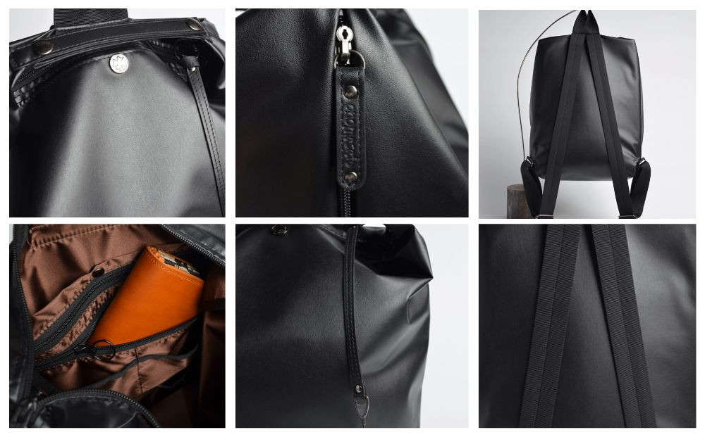 【onomasato】リュックサック L《men 軽量》/ マットブラック｜京都 ブランドバッグ 人気シリーズ［ 撥水 耐久性あり 軽量 革のハンドル付 日常使い 手作り 人気 おすすめ ギフト プレゼント お取り寄せ 通販 送料無料 ふるさと納税 ］