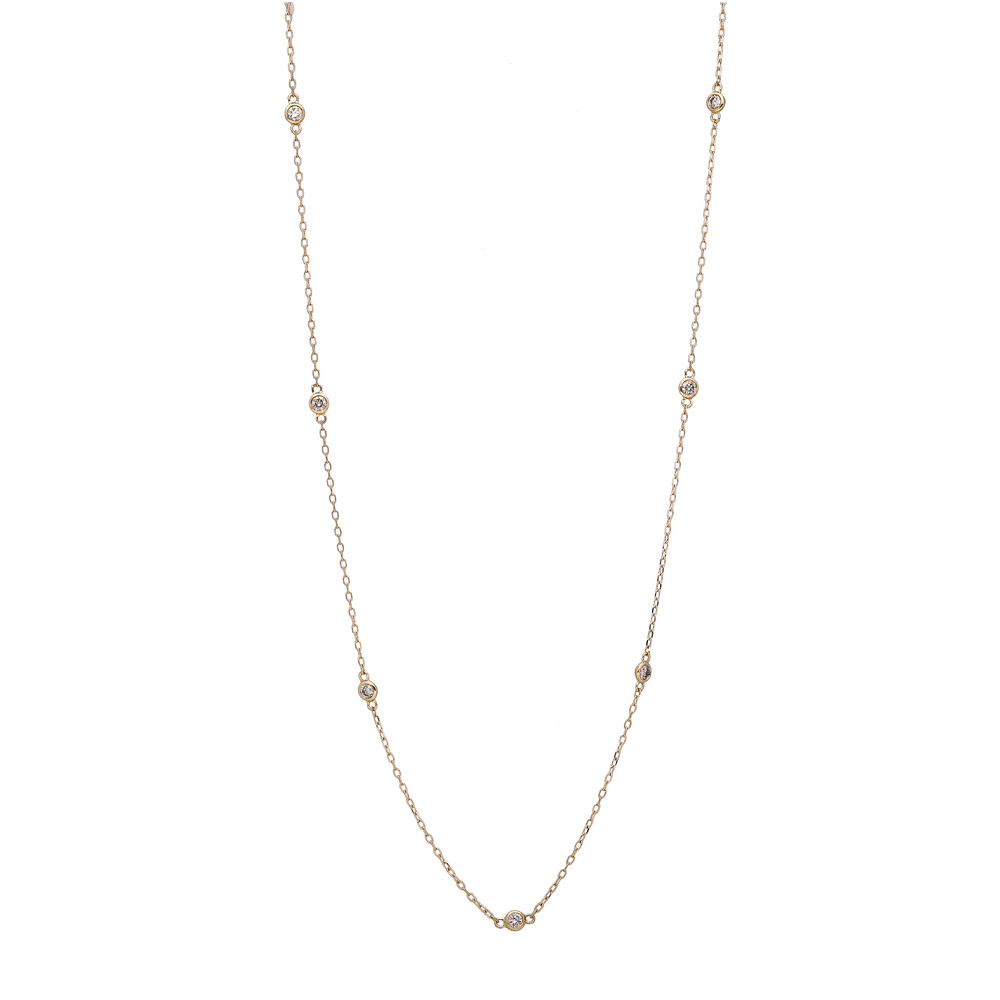 【京セラ】クレサンベール〈ダイヤモンド〉ネックレス｜京都 ハイジュエリー 人気ブランド【天然ダイヤモンド/K18/ネックレス/ロング/ステーション/70cm/4月誕生石】