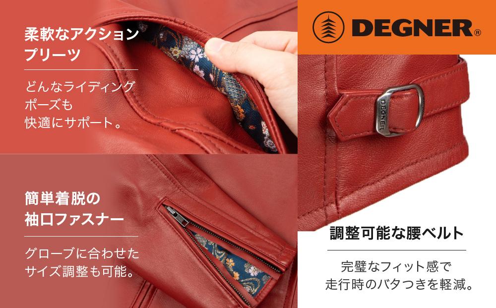 【デグナー】クラシック×花山コラボジャケット 21SJ-14Kレッド 鉄流水雪輪 〈Lサイズ〉［ 京都 バイクギア ジャケット 人気 おすすめ 革 レザー ツーリング ライダー バイカー バイク ブランド メーカー ギア パーツ ］