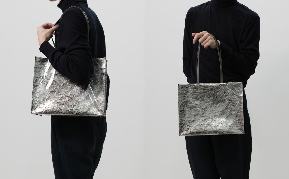 【KENTO HASHIGUCHI×京都西陣織】手もみ銀箔 トートバッグ A4 横型｜京都 バッグ 鞄 人気 ブランド［ 京都 バッグ 鞄  西陣織 人気 おすすめ ファッション おしゃれ お取り寄せ 通販 送料無料 ふるさと納税 ］