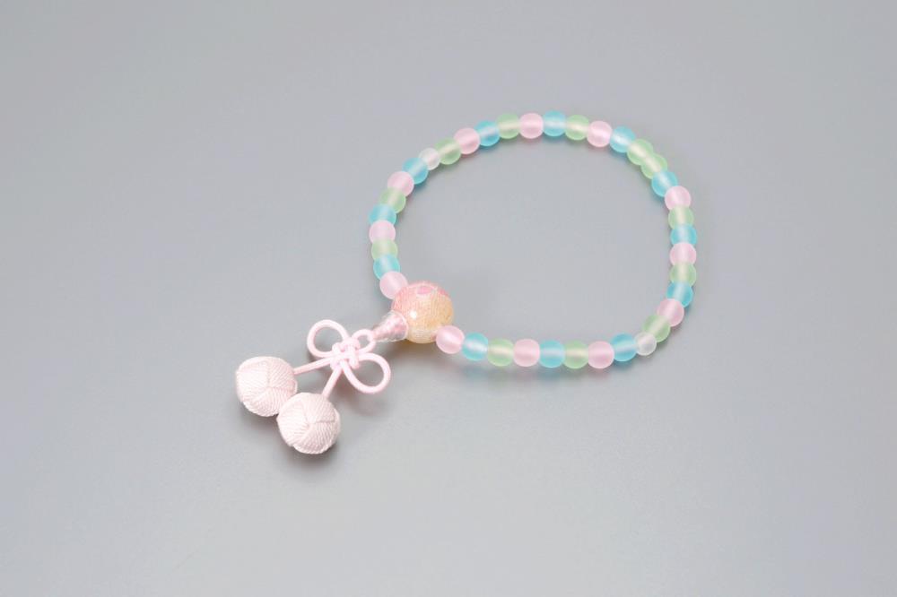 【京念珠】数珠 こどもじゅず サクランボ(ピンク)【土屋念珠店/子供用/子ども/念珠/略式/3793】