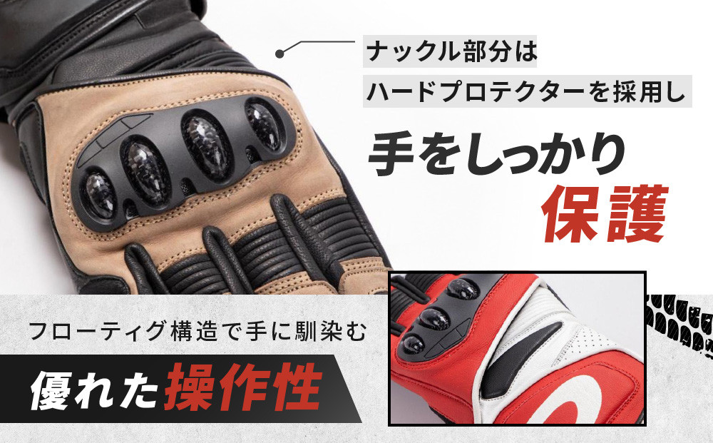 【デグナー】レーシンググローブ ホワイトーブラック[RG-11]【サイズXL】［ 京都 八王子 バイクギア グローブ 人気 おすすめ 革 レザー ツーリング ライダー バイカー バイク ブランド メーカー ギア パーツ ］