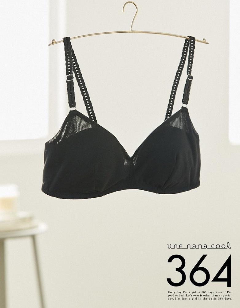 【ウンナナクール】364 シンプル＋レース＋コットン＜Lサイズ＞ブラック 3枚セット【ワコール】