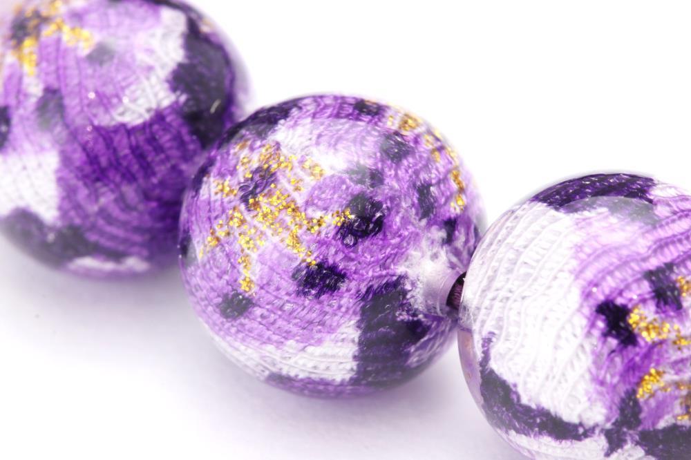 【京念珠×京ちりめん】藤雲石 数珠袋付き パープル【土屋念珠店/女性用/レディース/数珠/略式/仏具】