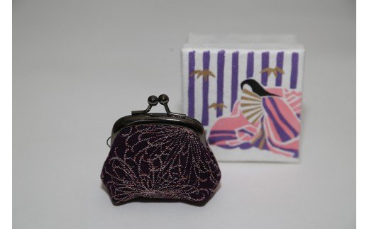 【西陣活性化を応援！】西陣織がま口（紫（花））