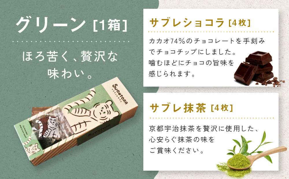 【SUGiTORA】キョウトラちゃん サブレ6種24枚入り｜京都 スイーツ ブランド 人気セット [ スギトラ とらちゃん サブレ バニラ/ほうじ茶/抹茶/チョコ/カフェ/紅茶 個包装 贅沢 ご褒美 グルメ おすすめ クッキー スイーツ お菓子 ギフト プレゼント 贈答 お取り寄せ 通販 送料無料 ]