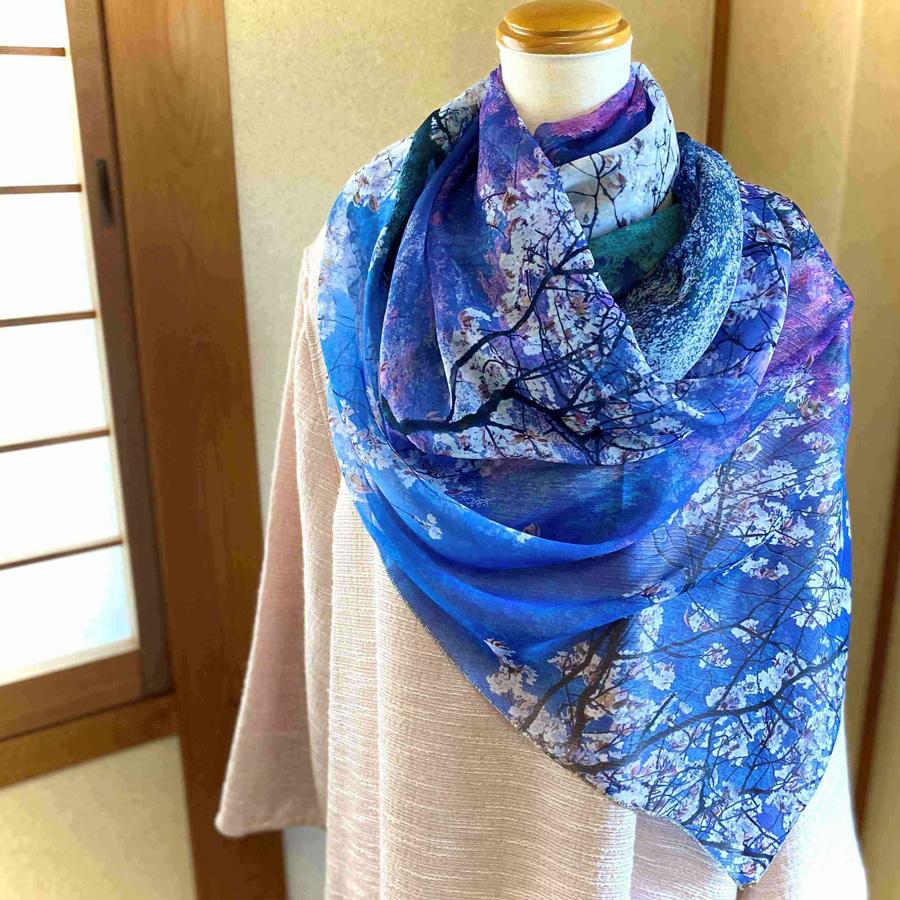 【マルナカ商事】京都スカーフ 「高雄 〜桜〜」1枚