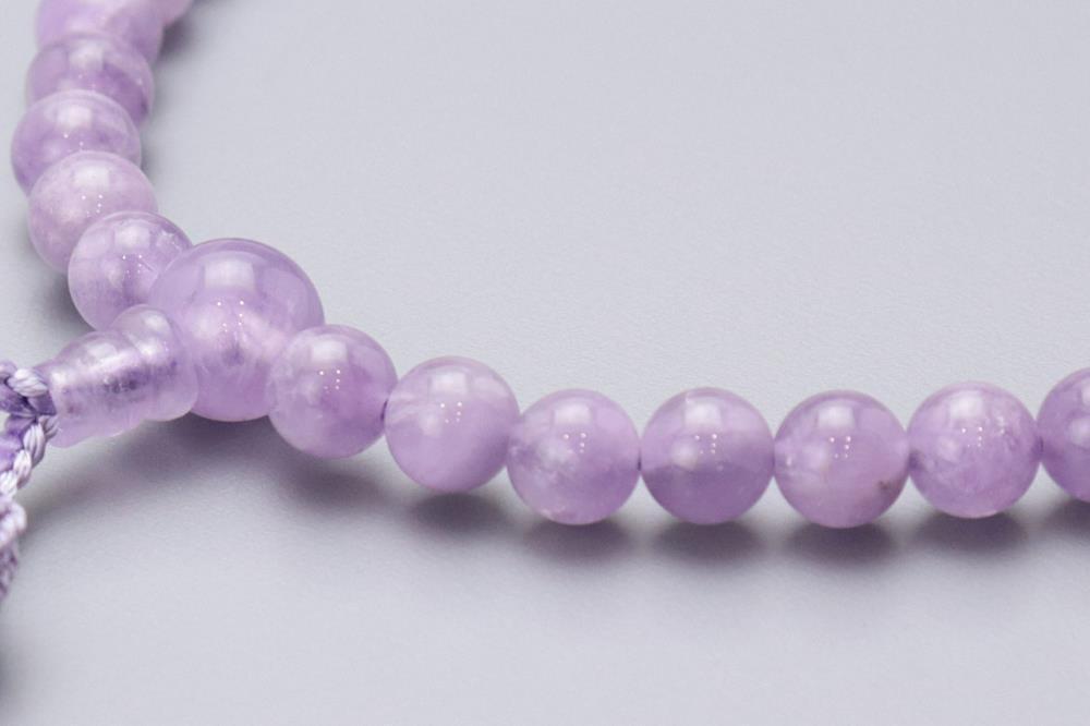 【京念珠】 厳選 藤雲石 7mm玉 正絹頭房【土屋念珠店/女性用/レディース/念珠/略式/3697】