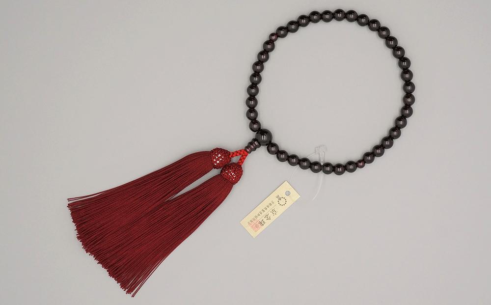 【神戸珠数店】〈京念珠〉女性用数珠 ガーネット【数珠袋付き】