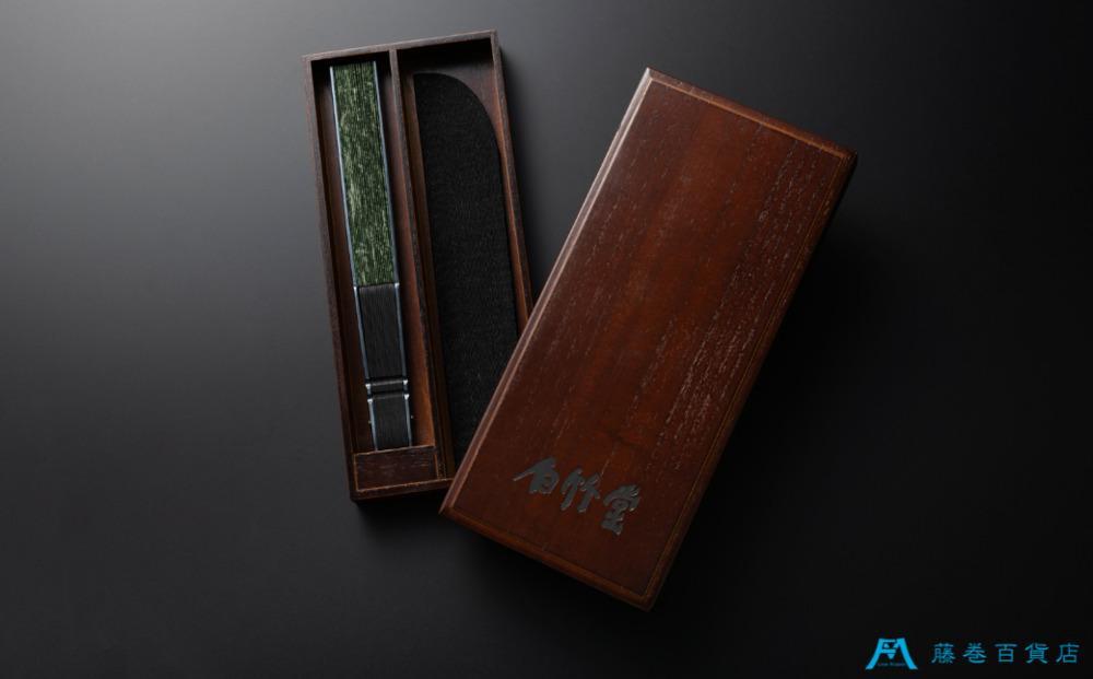 藤巻百貨店別注 創業300年白竹堂×伝統工芸士重野泰正 鹿革（ディアスキン）京鹿の子絞り扇子【グリーン】