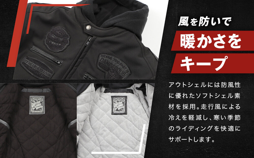 【デグナー】ソフトシェルジャケット[22WJ-10] ブラック Mサイズ｜京都 バイクギア 人気ブランド ジャケット バイク［ ライディングジャケット フリースインナー 防風 プロテクター 安全性 ツーリング ライダー バイカー アウトドア おしゃれ かっこいい 人気 おすすめ 送料無料 ふるさと納税 ］