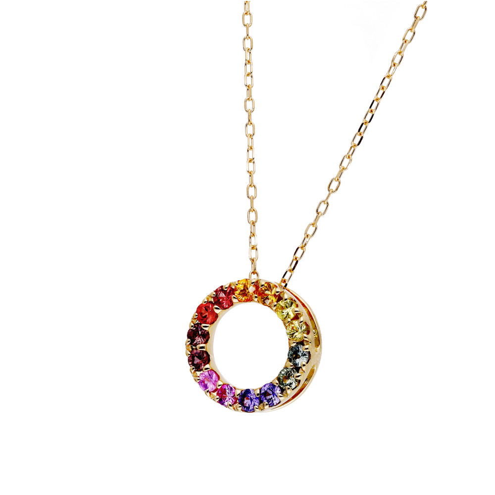 【京セラ】クレサンベール ネックレス｜京都 ハイジュエリー 人気ブランド【アミュレットペンダント/K18/サークルデザイン/サファイア/KPDN6095-FU】