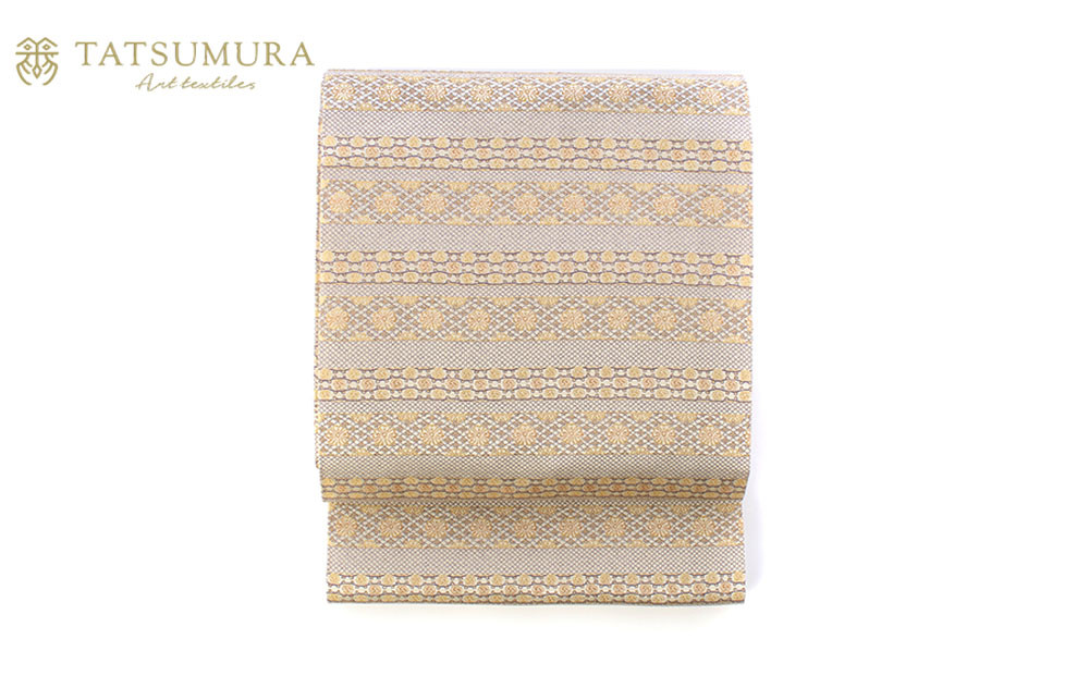 【龍村美術織物】光波帯（鱗巴桜段文）