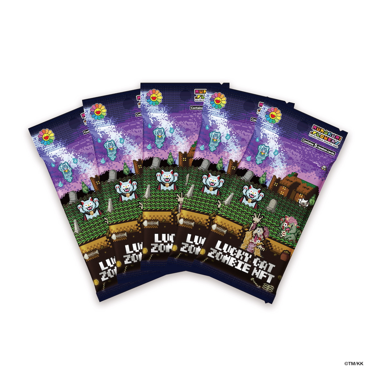 Murakami.Flowers Collectible Trading Card-Lucky Cat Zombie NFT Card  5パックセット ランダム｜京都 アート トレカ［ 京都 村上隆 カイカイキキ アーティスト 大人気 レア トレカ カード おしゃれ かわいい アート 現代美術 人気 おすすめ 通販 送料無料 ふるさと納税 ］