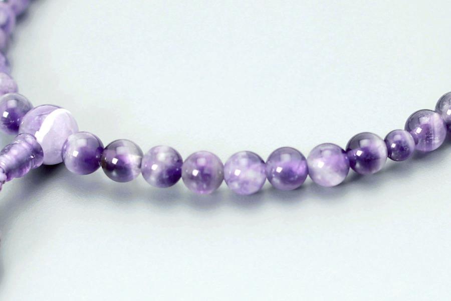 【京念珠】数珠 縞藤雲石 正絹房【土屋念珠店/女性用/レディース/念珠/略式/3758】