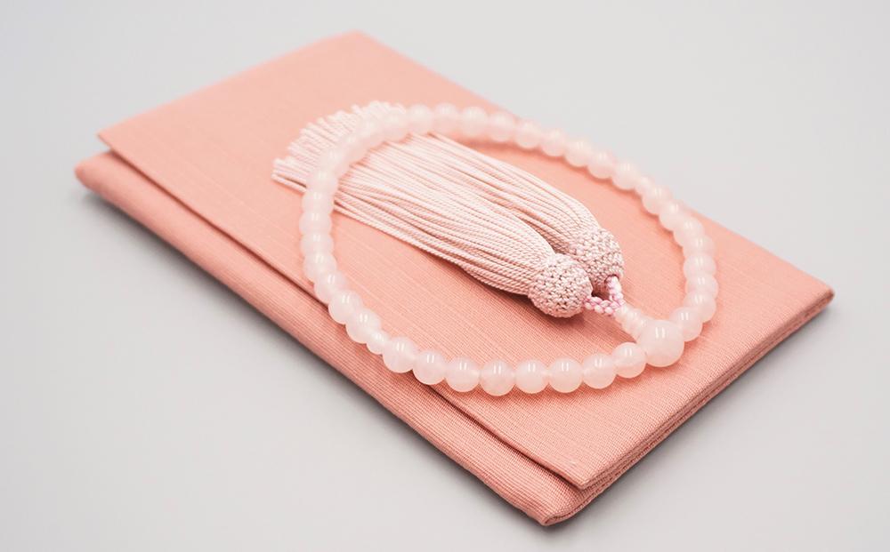 【神戸珠数店】〈京念珠〉 縞黒檀 虎眼石入り 紅水晶 男性用数珠/女性用数珠セット【数珠袋2枚付き】