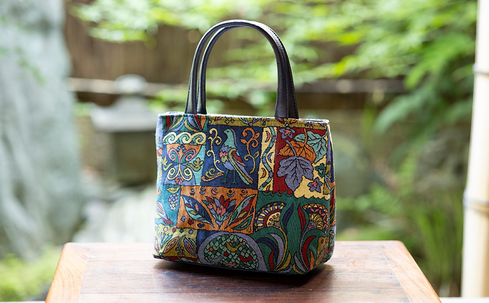 【京都三昌】ゴブラン織り手提げ［ 京都 バッグ 職人 手作り 手提げ 鞄 麻の葉 ちりめん 上品 カジュアル フォーマル 雑貨 人気 おすすめ 外出 おでかけ お取り寄せ 通販 送料無料 ふるさと納税 ］