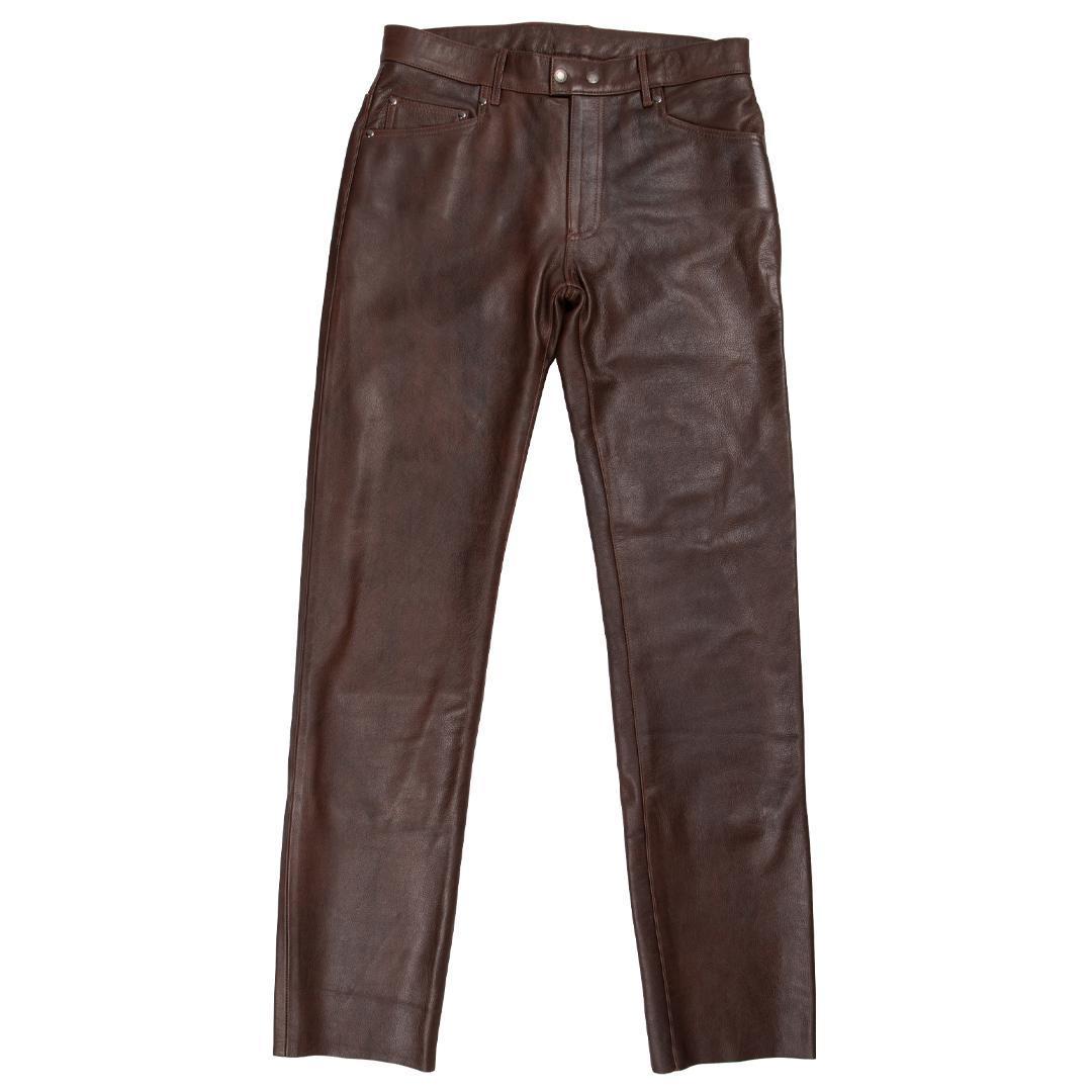 【デグナー】スリムフィットレザーパンツ[DP-18A] ブラウン 〈XLサイズ〉［ 京都 バイクギア 牛革 パンツ ズボン ファッション 服 人気 おすすめ 革 レザー ツーリング ライダー バイカー バイク ブランド メーカー ギア パーツ 送料無料 ふるさと納税 ］