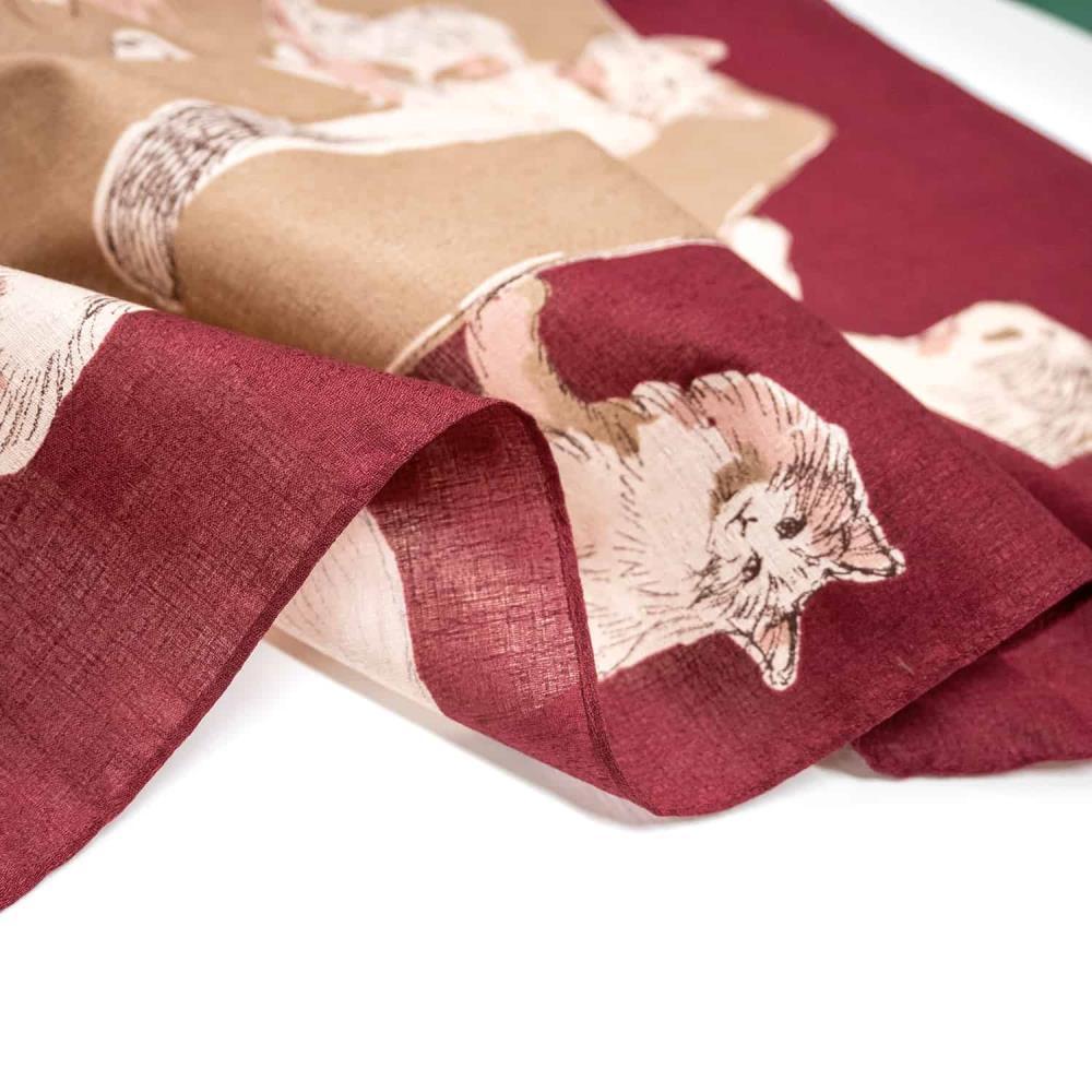 【三陽商事】浅山美里97cm風呂敷（CATS）(京都/大判/猫/ネコ/薄手/エコバック/綿100％)