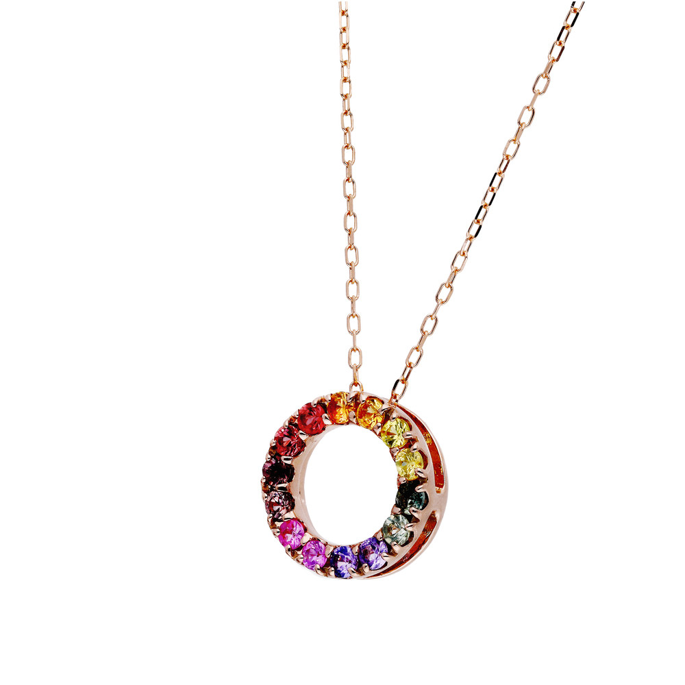 【京セラ】クレサンベール ネックレス｜京都 ハイジュエリー 人気ブランド【アミュレットペンダント/K18/ピンクゴールド/サークルデザイン/サファイア/KPDN6096-FU】