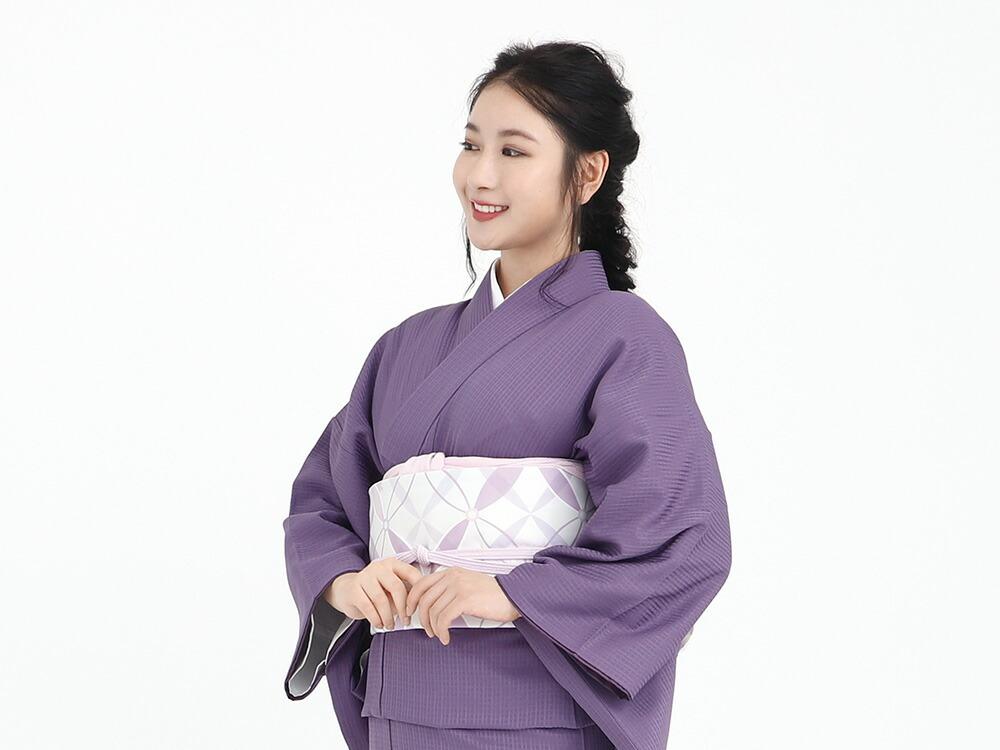 【たゆたふ】30秒で着られる色無地 袷 六花（ROCCA）（濃紫 Ｍサイズ）