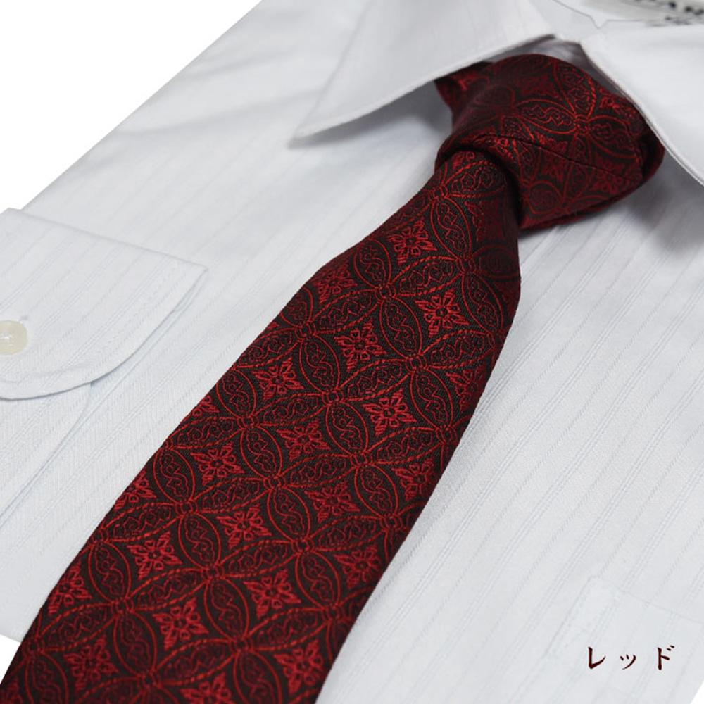 【クラバットウエダ】七宝柄 西陣織ネクタイ（赤）