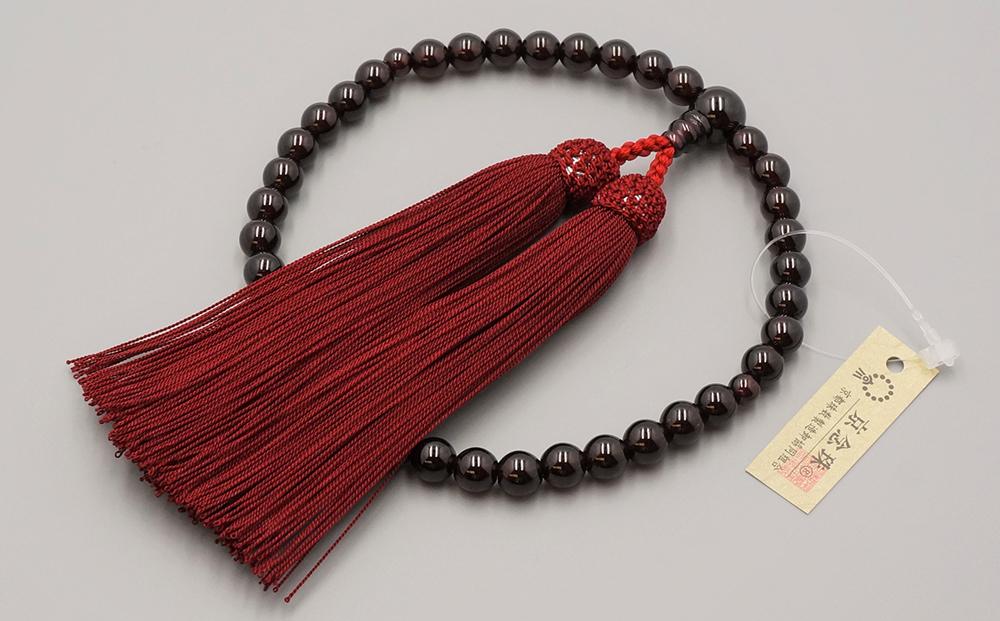 【神戸珠数店】〈京念珠〉女性用数珠 ガーネット【数珠袋付き】