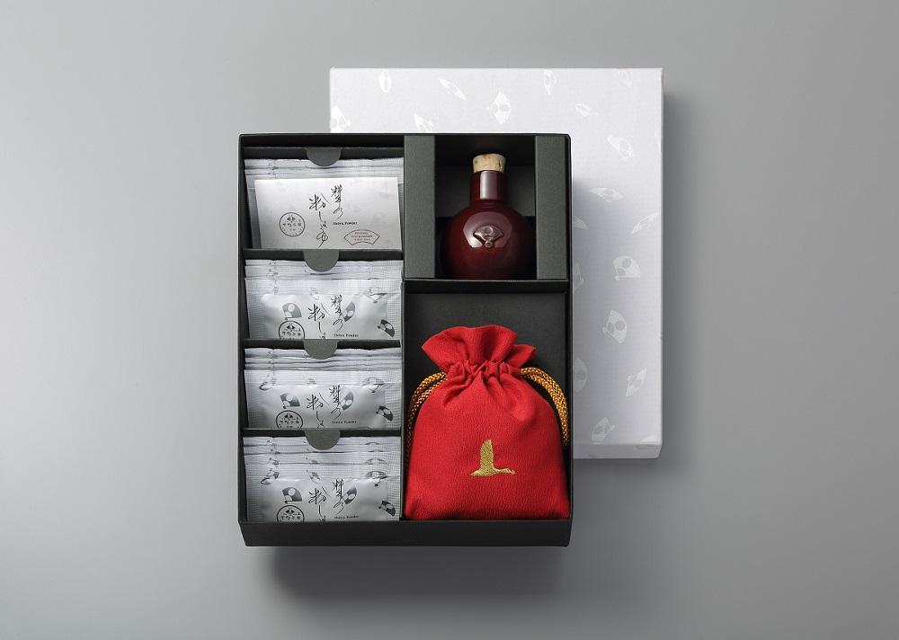 【下鴨茶寮】「料亭の粉しょうゆ」陶器・巾着（赤）［ 京都 料亭 京料理 人気 おすすめ 老舗 グルメ ミシュラン ギフト プレゼント 贈答用 お取り寄せ ］ 