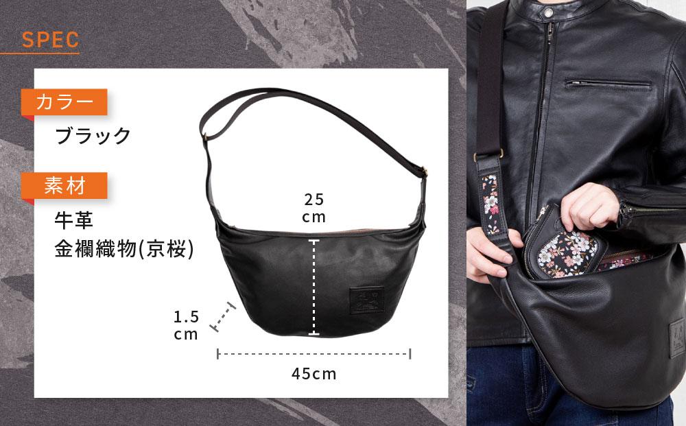 【デグナー】レザーボディバッグ  W-105K京桜 ブラック［ 京都 バイクギア バッグ 鞄 かばん 人気 おすすめ 革 レザー ツーリング ライダー バイカー バイク ブランド メーカー ギア パーツ ］