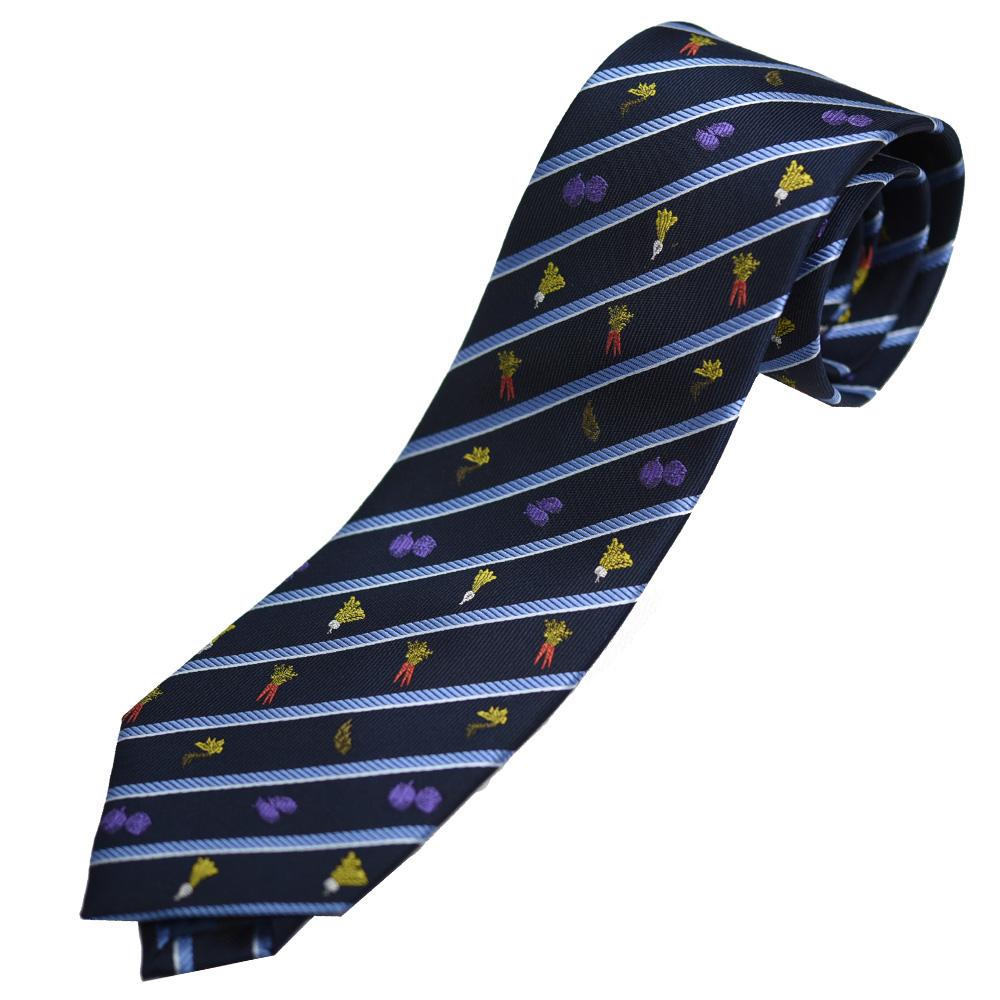 【クラバットウエダ】京野菜柄 西陣織ネクタイ ネイビー（紺）