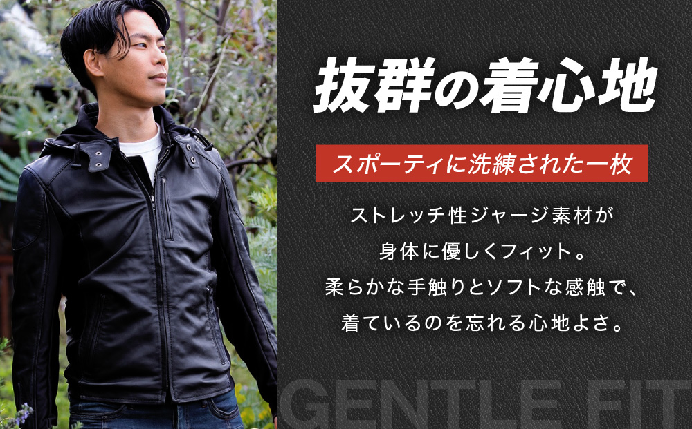 【デグナー】フード付きレザージャケット [24SJ-3] ＜Mサイズ＞［ 京都 バイク 革製品 ブランド レザー フード ジャケット 人気 おすすめ かっこいい おしゃれ 上着 革 ツーリング ライダー バイカー バイクギア メーカー ギア パーツ 送料無料 ふるさと納税 ］