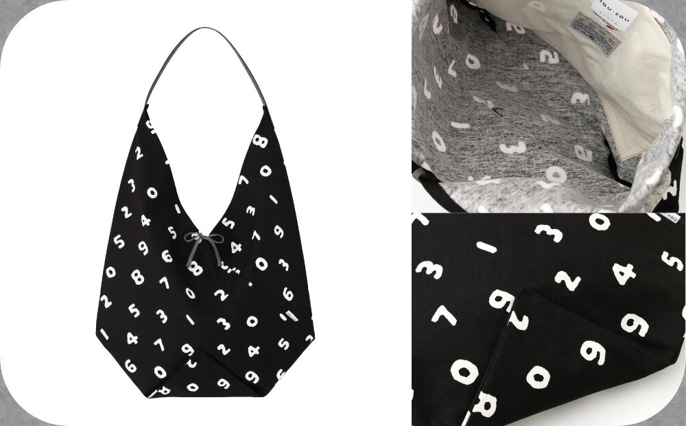 【SOU・SOU】一切袋 穏(いっさいぶくろ おだやか)/SO-SU-U 濡羽色(ぬればいろ)×つくも｜京都 SOUSOU バッグ 人気ブランド［ テキスタイルデザイン 京都 ブランド 鞄 ソウソウ おしゃれ 人気 おすすめ シンプル 柄 旅行 おでかけ ポーチ かばん プレゼント ギフト お取り寄せ 通販 送料無料 ふるさと納税 ］