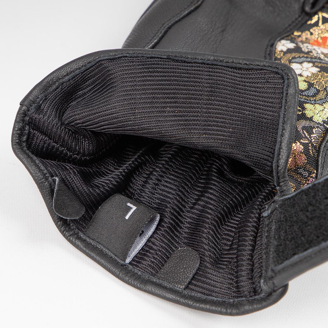 【デグナー】レザー金襴グローブ [TG-101KF] カラー：流水雪輪-ブラック【サイズL】［ 京都 バイクギア グローブ 人気 おすすめ 革 レザー ツーリング ライダー バイカー バイク ブランド メーカー ギア パーツ ］