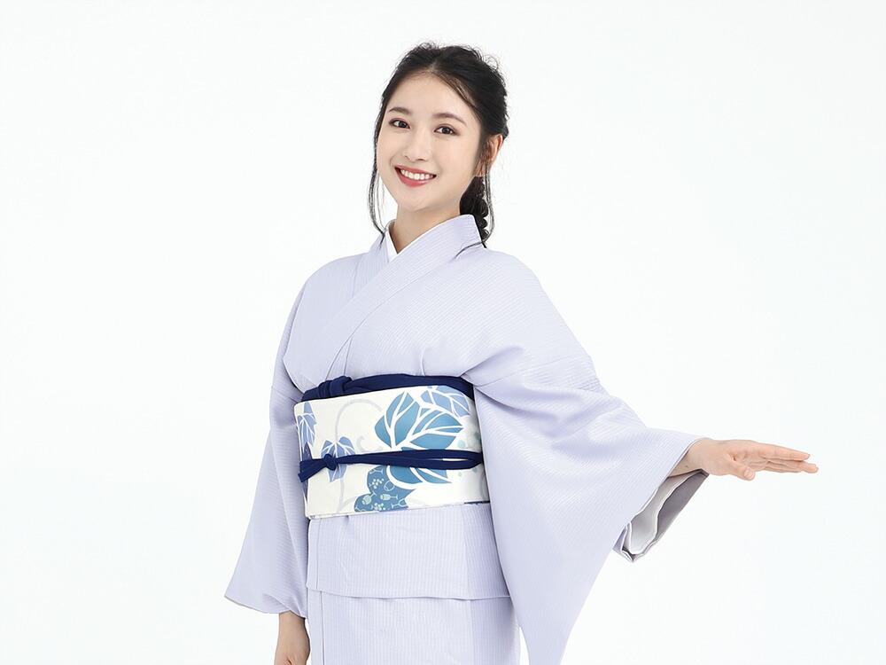 【たゆたふ】30秒で着られる色無地 袷 六花（ROCCA）（薄グレー Ｌサイズ）