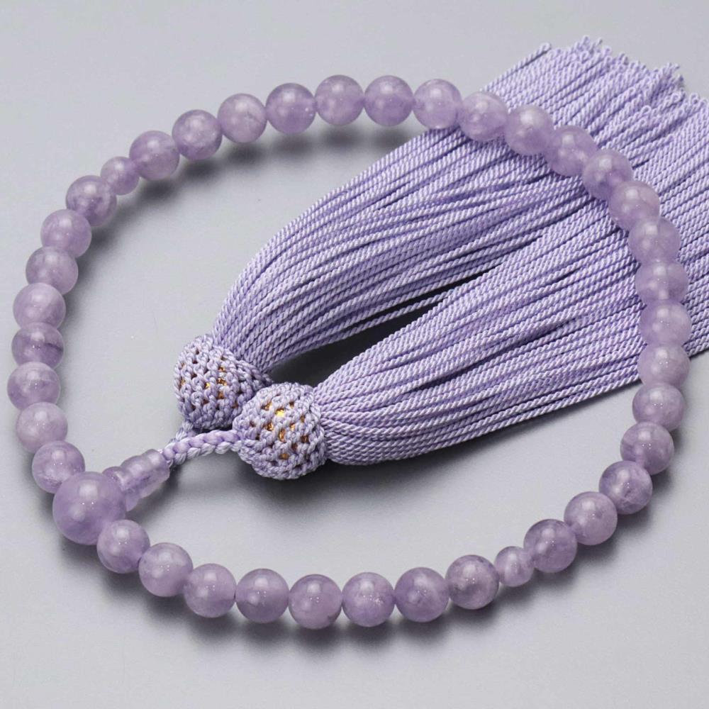 【京念珠】 厳選 藤雲石 7mm玉 正絹頭房【土屋念珠店/女性用/レディース/念珠/略式/3697】