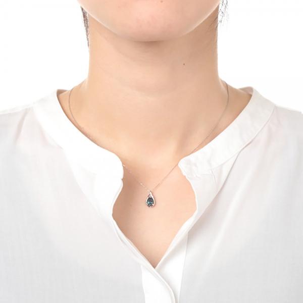 【京セラ】クレサンベール〈アレキサンドライト・天然ダイヤモンド〉ペンダント【ペアシェイプ/プラチナ/メレダイヤ3石/6月誕生石】