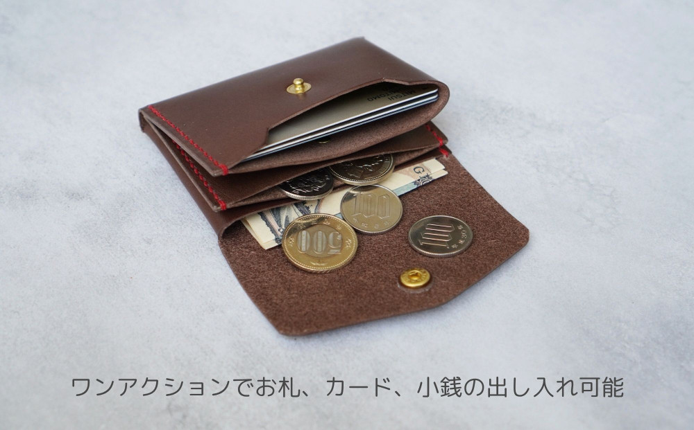 【革工房Rim】3ポケット ミニ財布 〈黒×青糸〉 [ 京都 財布 ハンドメイド コンパクト 本革 ウォレット 人気 おすすめ さいふ 革 レザー 手作り クラフト ギフト プレゼント お取り寄せ 通販 送料無料 ふるさと納税 ]