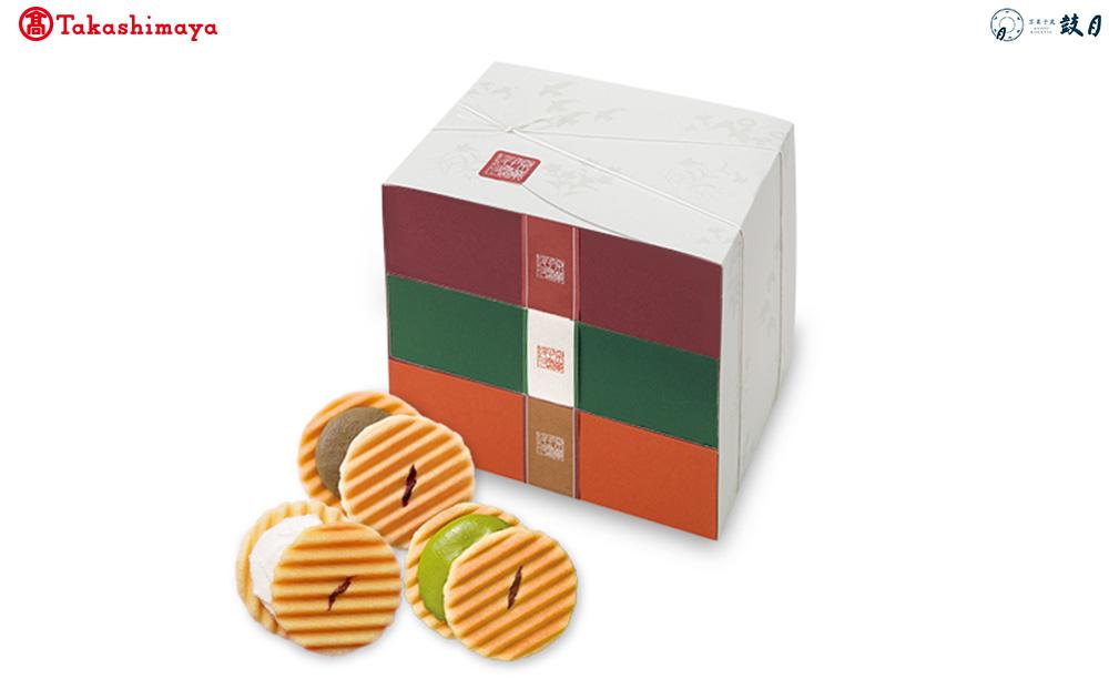 【高島屋選定品】【鼓月】姫千寿せんべい三段箱（シュガークリーム12枚入、有機抹茶12枚入、有機ほうじ茶12枚入）［ 京都 老舗 和菓子 千寿せんべい 有名店 和菓子 人気 おすすめ お菓子 スイーツ お取り寄せ 通販 ギフト プレゼント 贈答 ふるさと納税 ］
