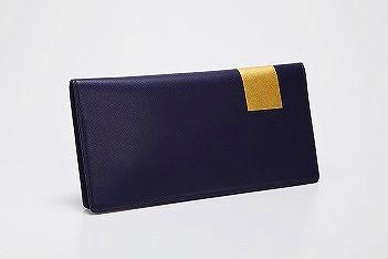 【金箔押　山村】Byobu 長財布（藍色）