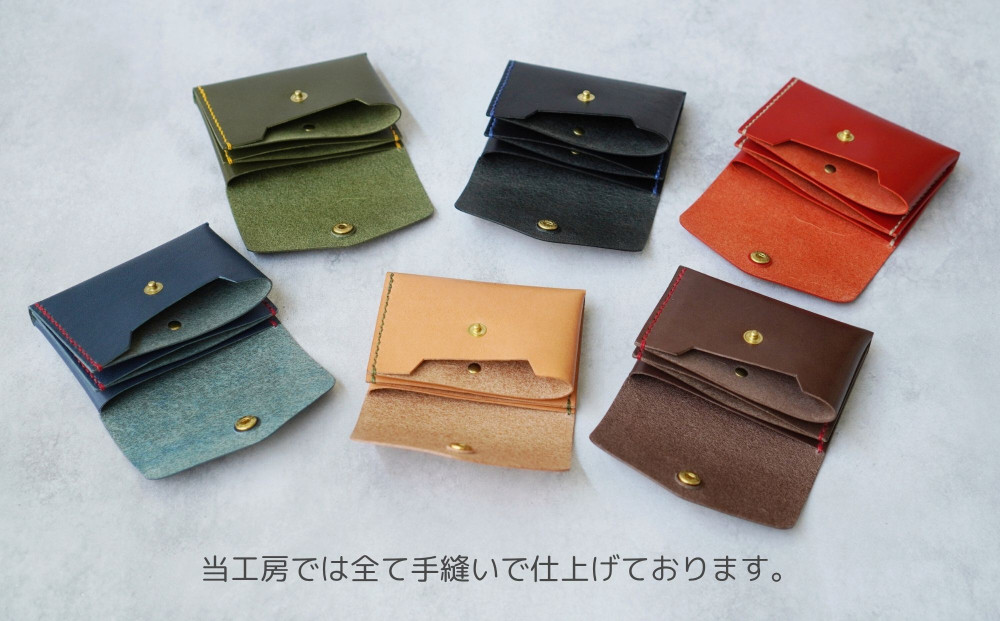 【革工房Rim】3ポケット ミニ財布 〈黒×青糸〉 [ 京都 財布 ハンドメイド コンパクト 本革 ウォレット 人気 おすすめ さいふ 革 レザー 手作り クラフト ギフト プレゼント お取り寄せ 通販 送料無料 ふるさと納税 ]