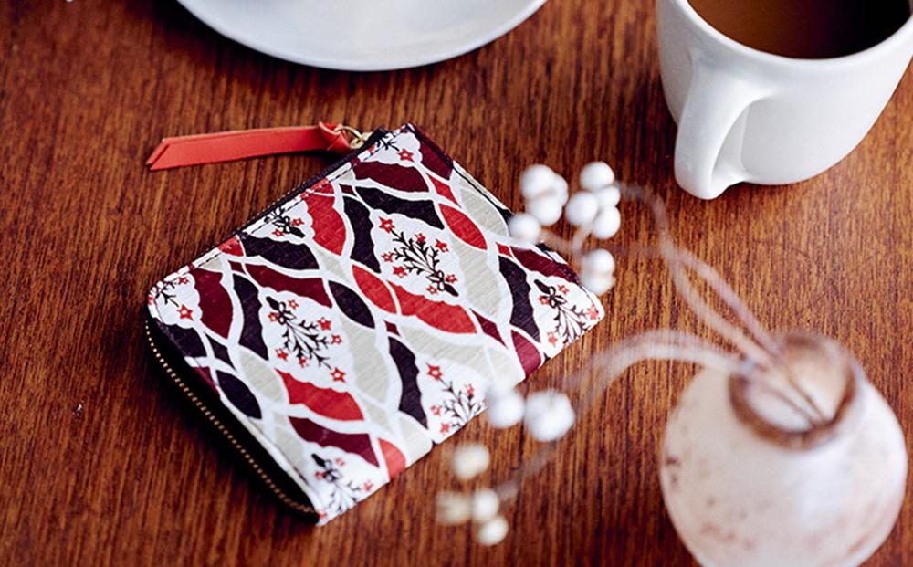 【亥之吉】手捺染シルクレザーミニ財布 「ほしのぶーけオレンジ」（いのきち）