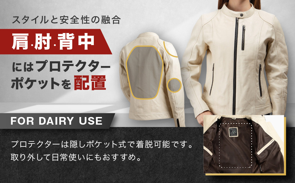 【デグナー】レディースレザージャケット[FR20SJ-9] アイボリー Lサイズ｜バイク バイクギア バイク用品 バイクグッズ 人気ブランド［ 京都 バイクギア ブランド レザージャケット 革ジャン レディース おしゃれ かっこいい 人気 おすすめ ジャケット 革 レザー ヴィンテージ ツーリング ライダー バイカー 送料無料 ふるさと納税 ］