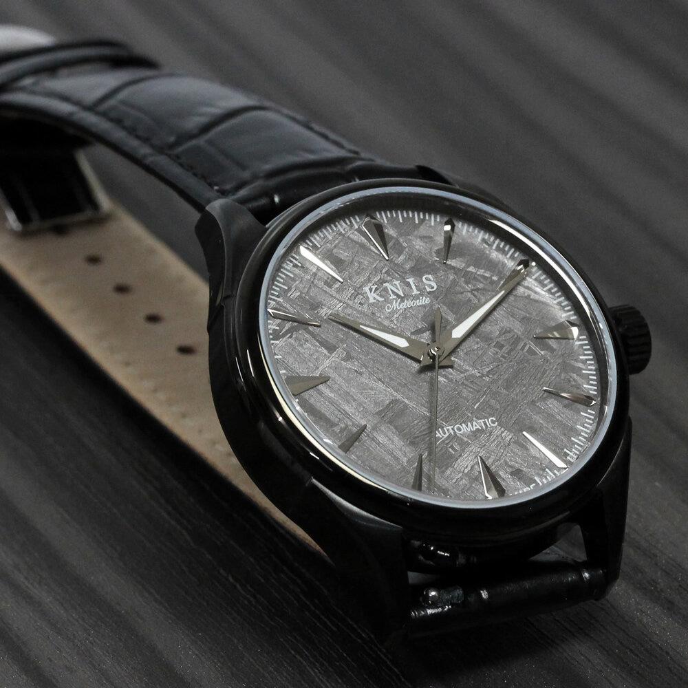 【KNIS KYOTO】メテオライト 日本製 自動巻き 腕時計 革ベルト レザー ブラック［ 京都発 腕時計 ブランド おしゃれ 人気 おすすめ ウォッチ 時計 高級 ファッション お取り寄せ 通販 ニス ふるさと納税 ］