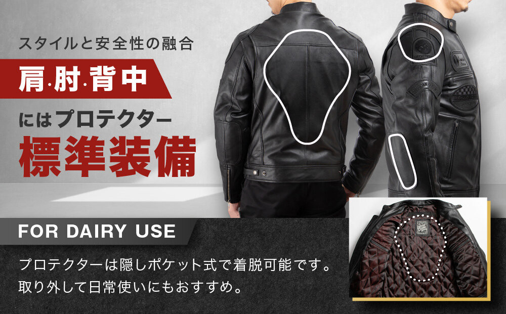 【デグナー】シープレザージャケット[13WJ-1C] Lサイズ｜京都 バイクギア 人気ブランド ジャケット バイク［ ブラック ヴィンテージデザイン ワッペン 羊革 シープレザー プロテクター 安全性 柔らかい フィット感 疲れにくい ツーリング シック ライダー バイカー おしゃれ かっこいい 人気 おすすめ 送料無料 ふるさと納税 ］