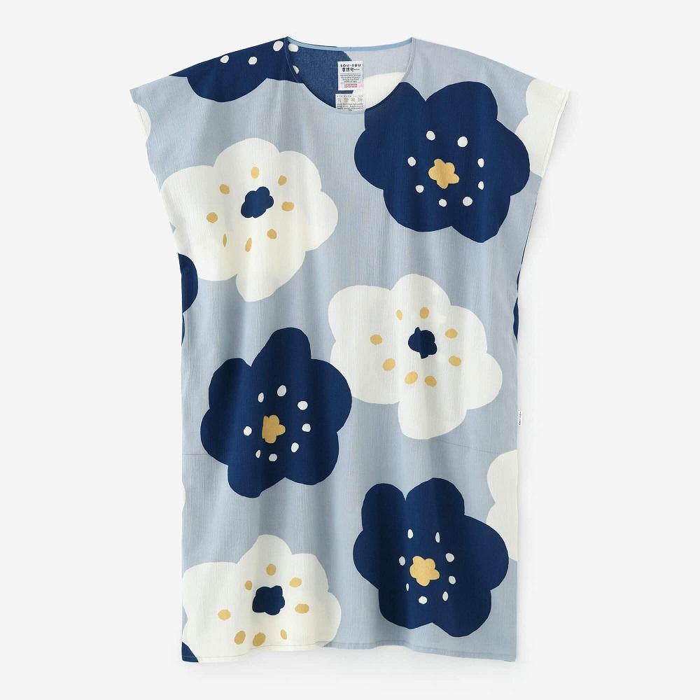 【SOU・SOU】高島縮 20/20 長方形衣(ちょうほうけい)/ほほえみ 白花色 女F 長丈サイズ｜京都 SOUSOU シャツ ワンピース 人気ブランド［ テキスタイルデザイン 京都 ブランド ワンピ 半袖 ソウソウ おしゃれ 人気 おすすめ シンプル 柄 旅行 おでかけ プレゼント ギフト お取り寄せ 通販 送料無料 ふるさと納税 ］