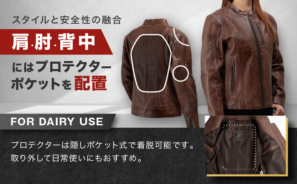 【デグナー】レディースレザージャケット[FR20SJ-9] ブラウン Sサイズ｜バイク バイクギア バイク用品 バイクグッズ 人気ブランド［ 京都 バイクギア ブランド レザージャケット 革ジャン レディース おしゃれ かっこいい 人気 おすすめ ジャケット 革 レザー ヴィンテージ ツーリング ライダー バイカー 送料無料 ふるさと納税 ］